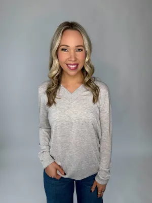 East Village V-Neck Sweater - Light Grey