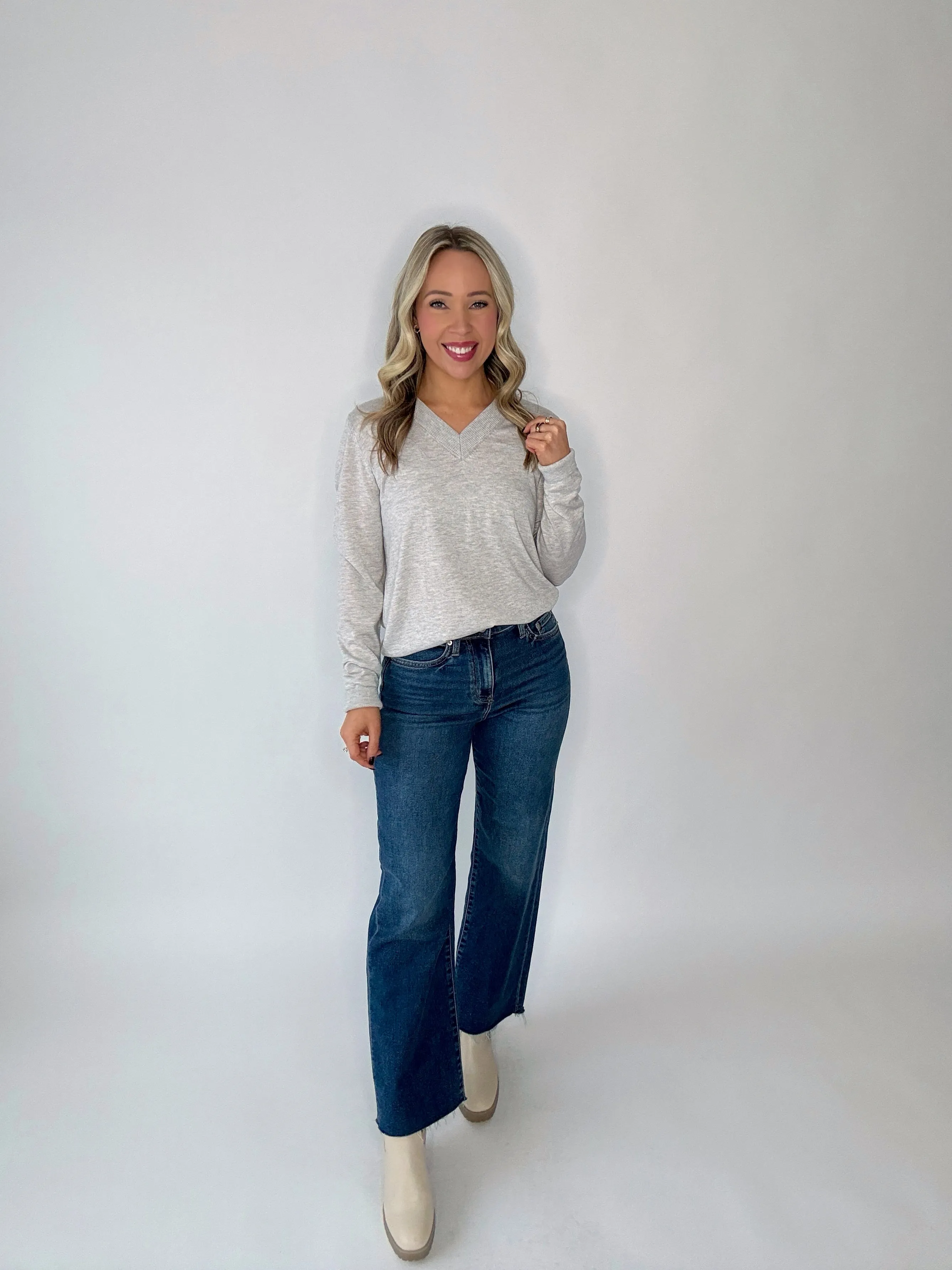 East Village V-Neck Sweater - Light Grey