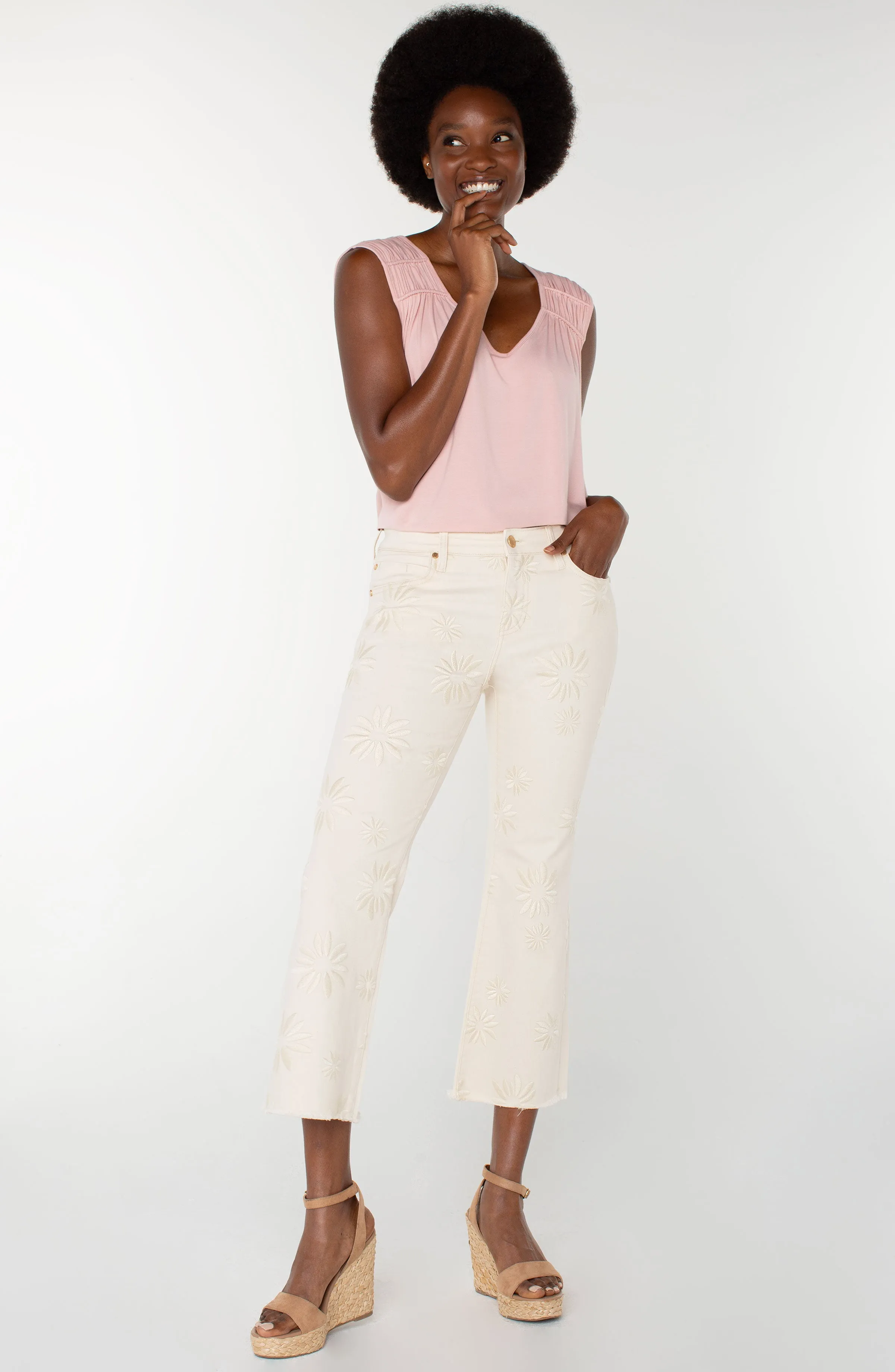 Ecru Hannah Crop Flare
