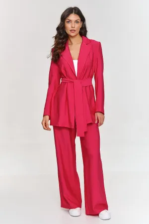 Elegant Tied Belt Jacket Trousers Set