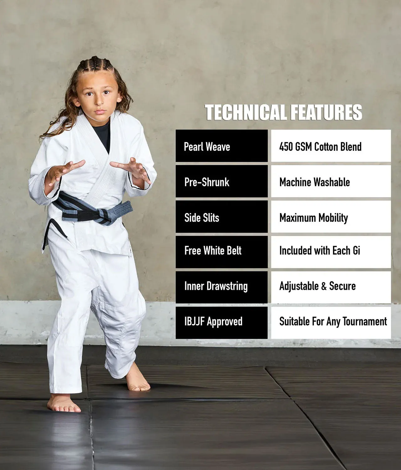 Essential White Brazilian Jiu Jitsu Kids BJJ Gi