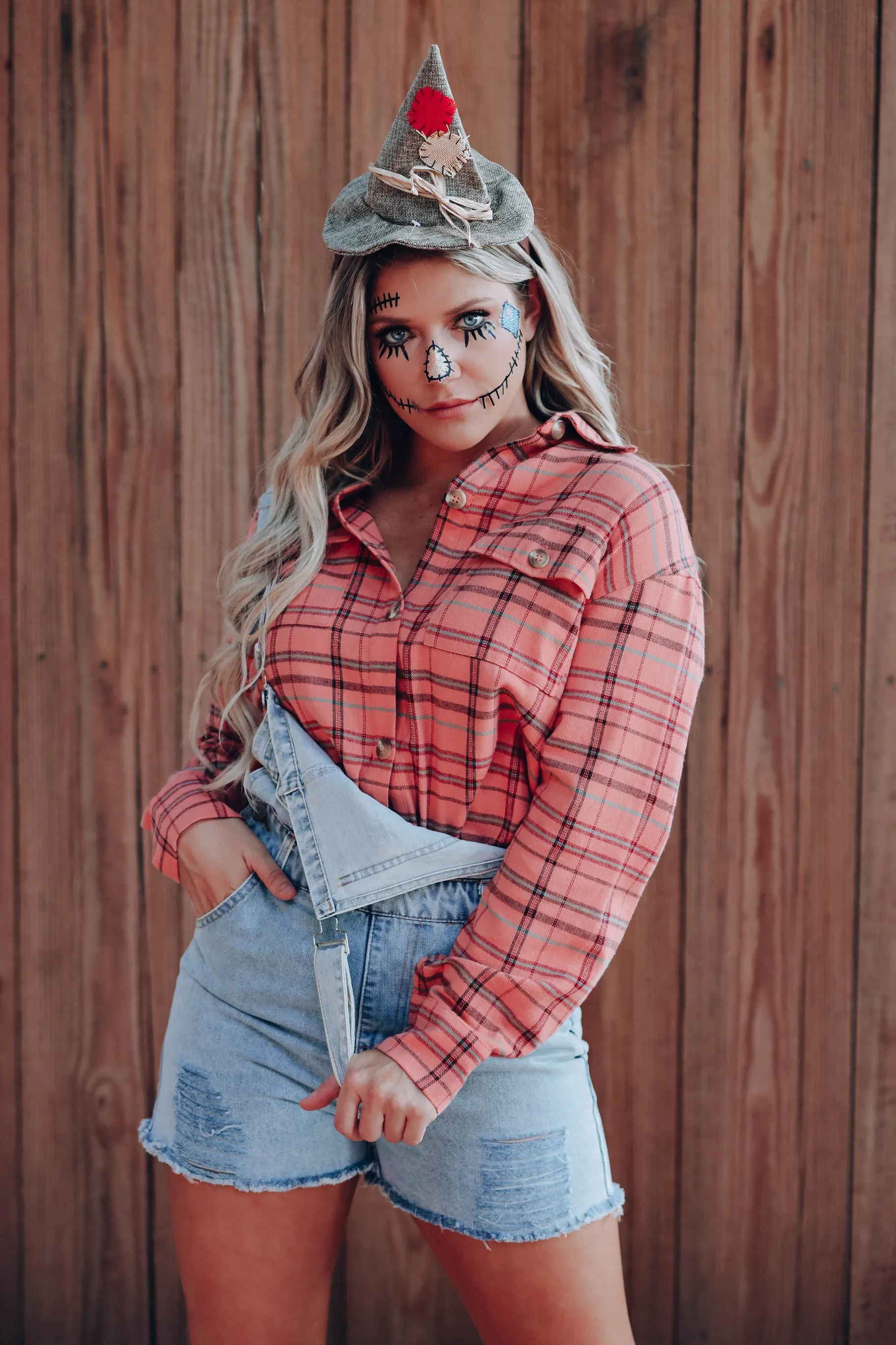 Faris Flannel Plaid Shirt - Peach