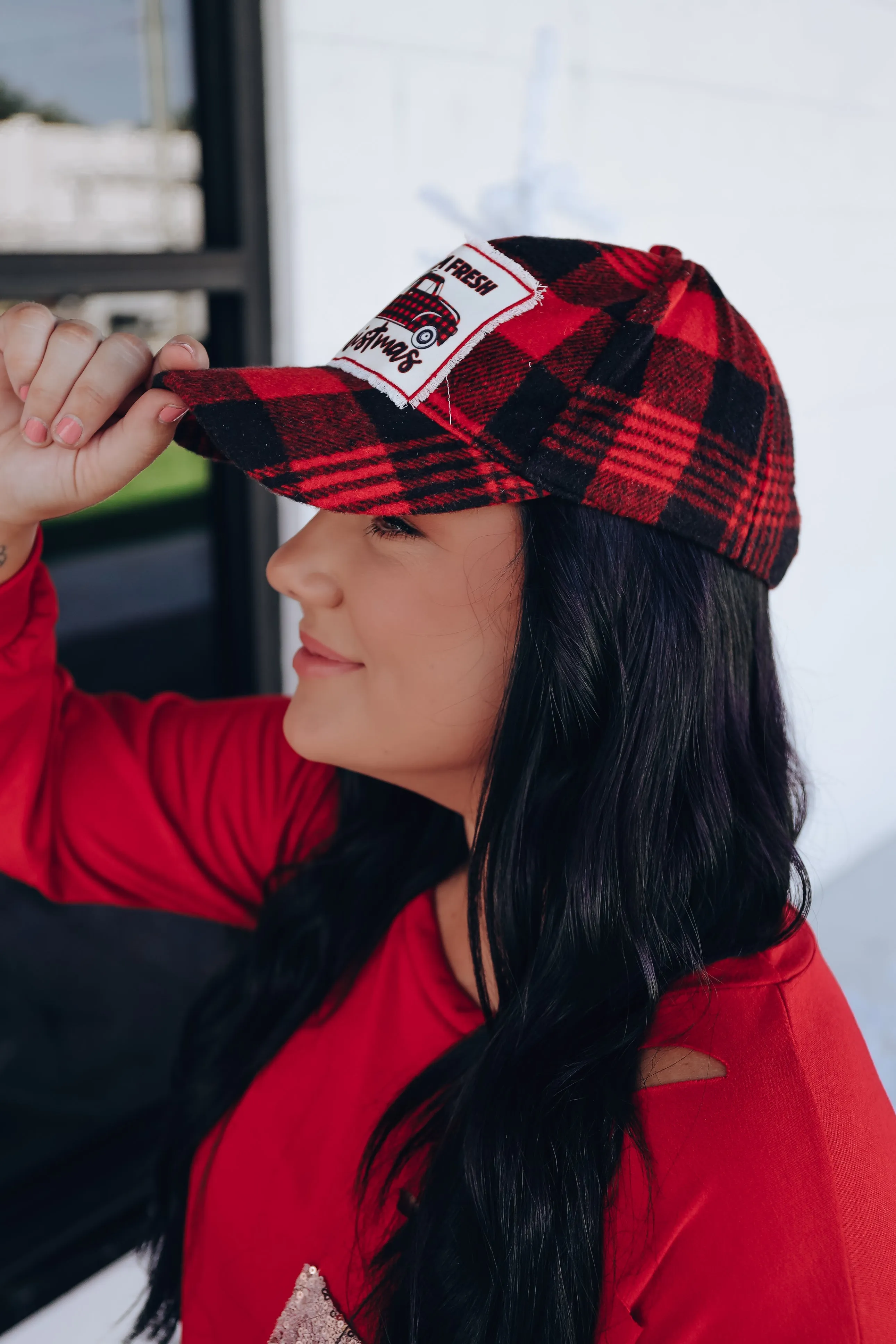 Farm Fresh Buffalo Plaid Christmas Cap
