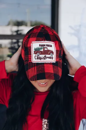 Farm Fresh Buffalo Plaid Christmas Cap