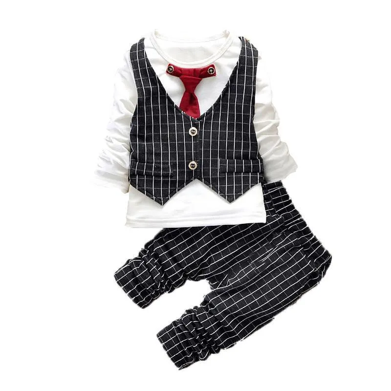 Fashion Baby Boy Clothes Sets Gentleman Suit Toddler Boys Clothing Set Long Sleeve Kids Boy Clothing Set Christmas Outfits