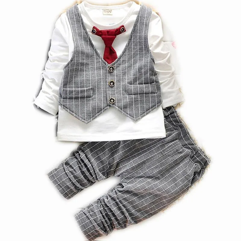 Fashion Baby Boy Clothes Sets Gentleman Suit Toddler Boys Clothing Set Long Sleeve Kids Boy Clothing Set Christmas Outfits