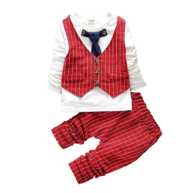 Fashion Baby Boy Clothes Sets Gentleman Suit Toddler Boys Clothing Set Long Sleeve Kids Boy Clothing Set Christmas Outfits