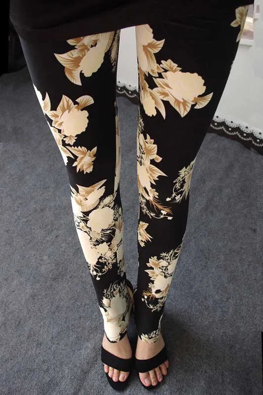 Fashion Casual Cotton BRUSHED Black Milk Leggings Pants Female Elastic Plaid Graffiti Leggings Trousers Women
