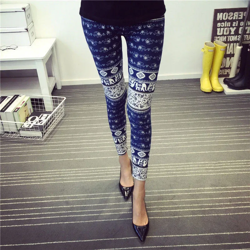Fashion Casual Cotton BRUSHED Black Milk Leggings Pants Female Elastic Plaid Graffiti Leggings Trousers Women