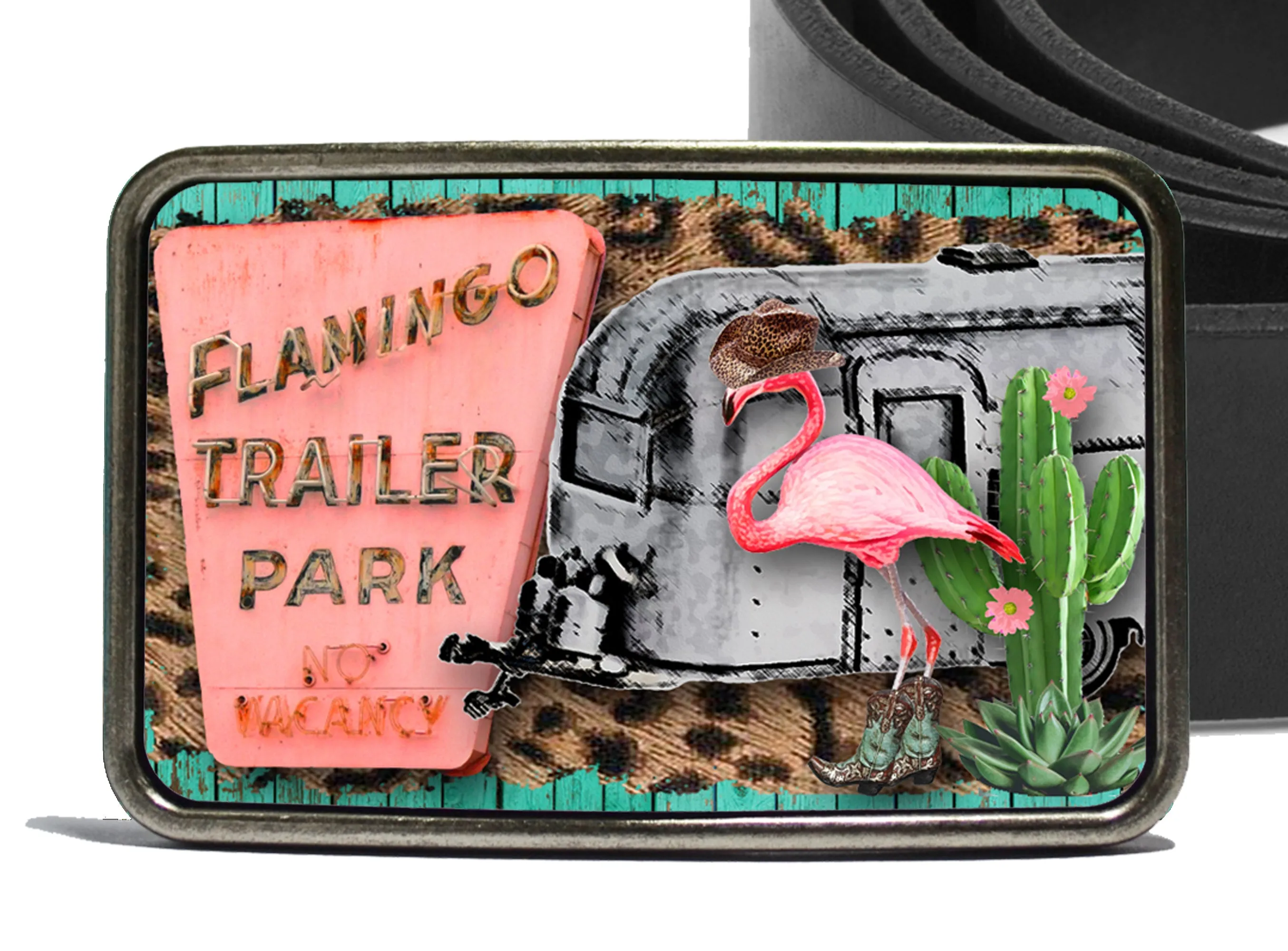 Flamingo Trailer Park Belt Buckle