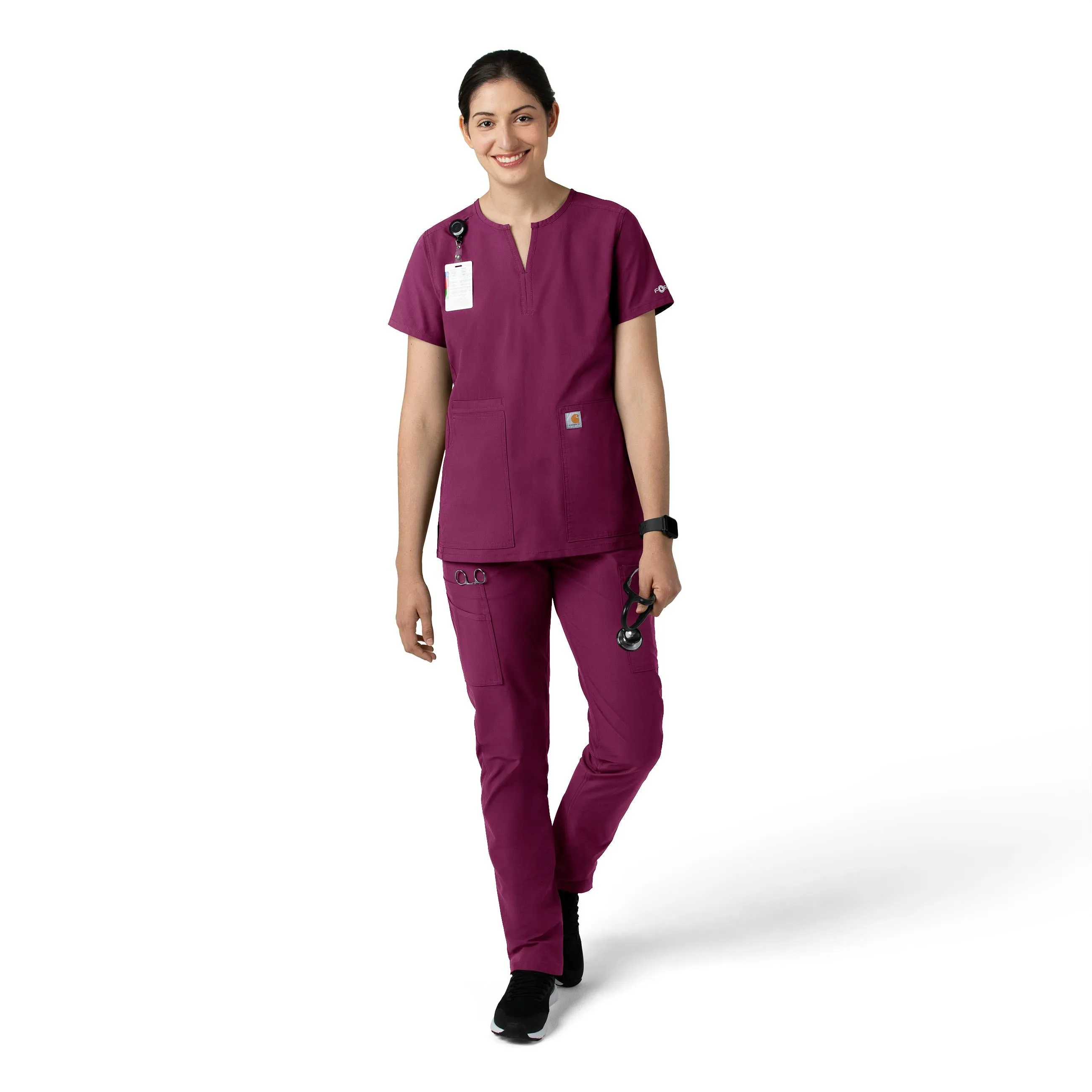 Force Essentials C51213 Straight Leg Scrub Pants Wine