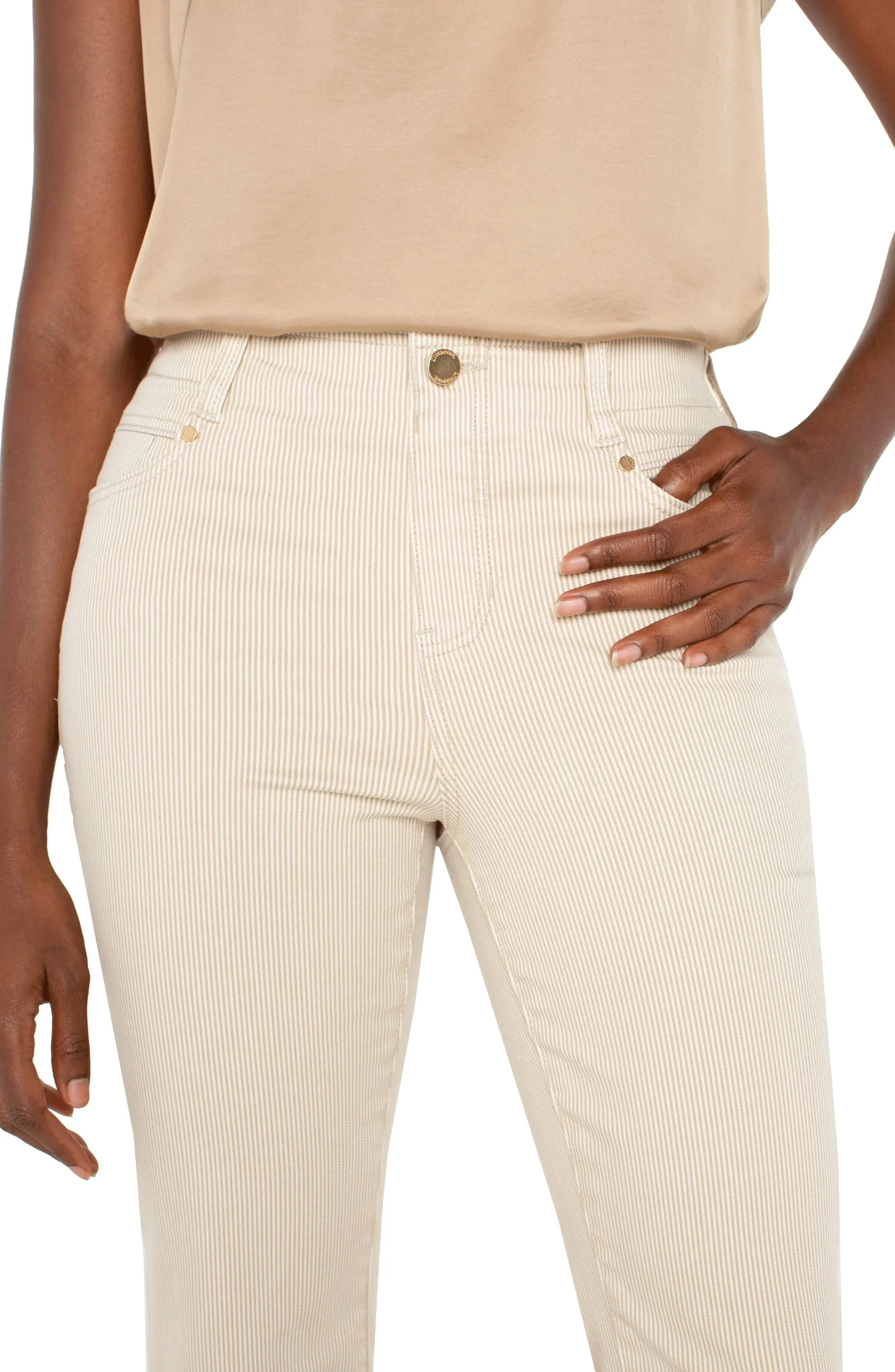 Gia Glider Crop Flare w/ Back Pleat - Cappuccino Stripe