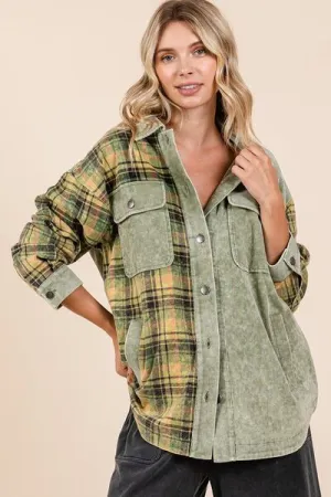 Glad for Plaid Button Down Drop Shoulder Jacket