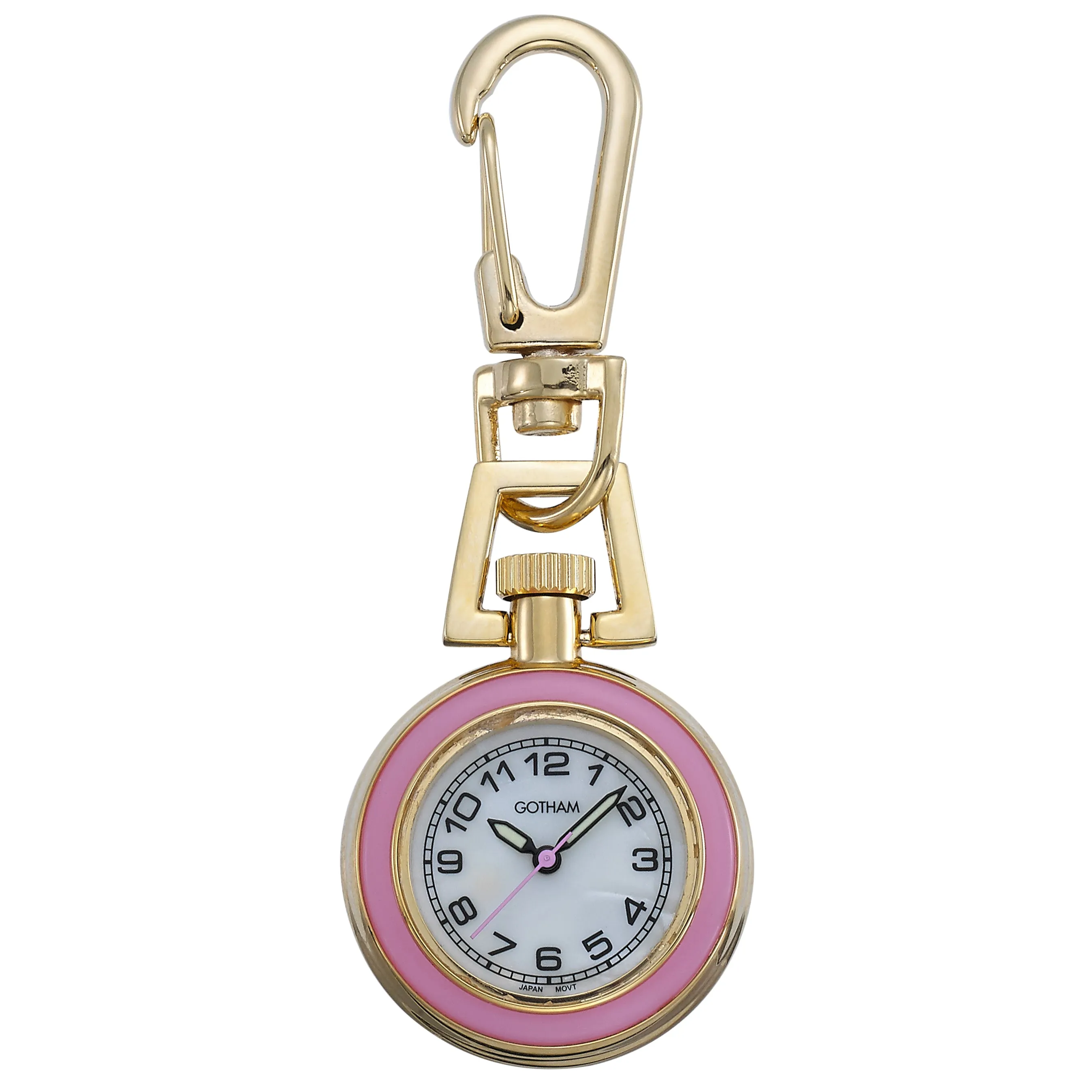 Gotham Unisex Gold-Tone Analog Quartz Keychain Clip Fob Watch # GWC18107-5G