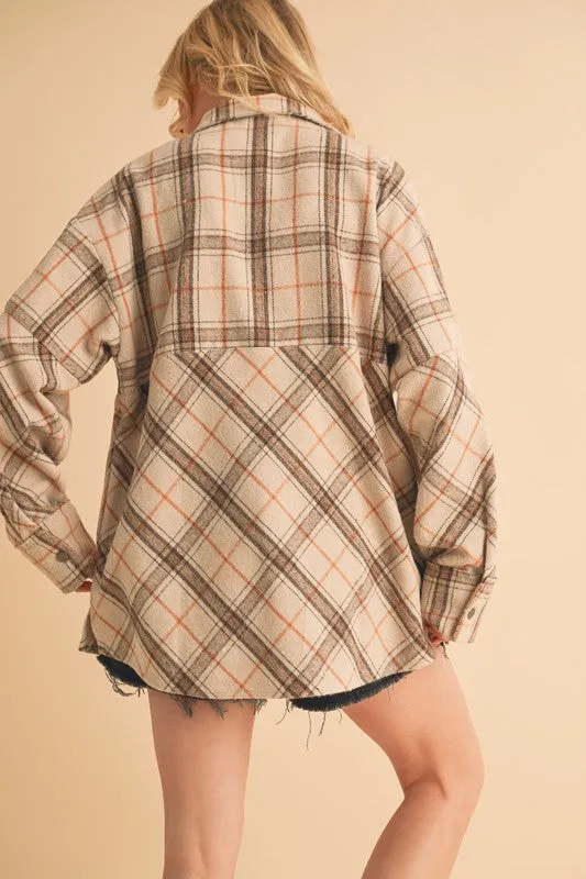 Hazel Blues® |  Aemi   Co Slit Plaid Half Zip Drop Shoulder Top