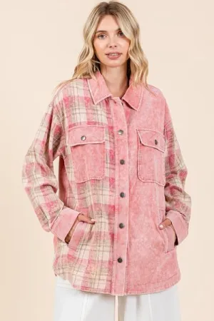 Hazel Blues® |  Mittoshop Plaid Button Down Drop Shoulder Jacket
