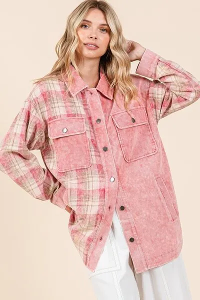 Hazel Blues® |  Mittoshop Plaid Button Down Drop Shoulder Jacket