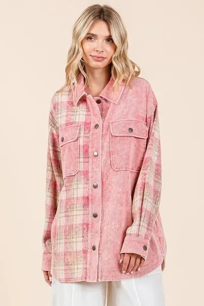 Hazel Blues® |  Mittoshop Plaid Button Down Drop Shoulder Jacket