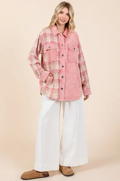 Hazel Blues® |  Mittoshop Plaid Button Down Drop Shoulder Jacket
