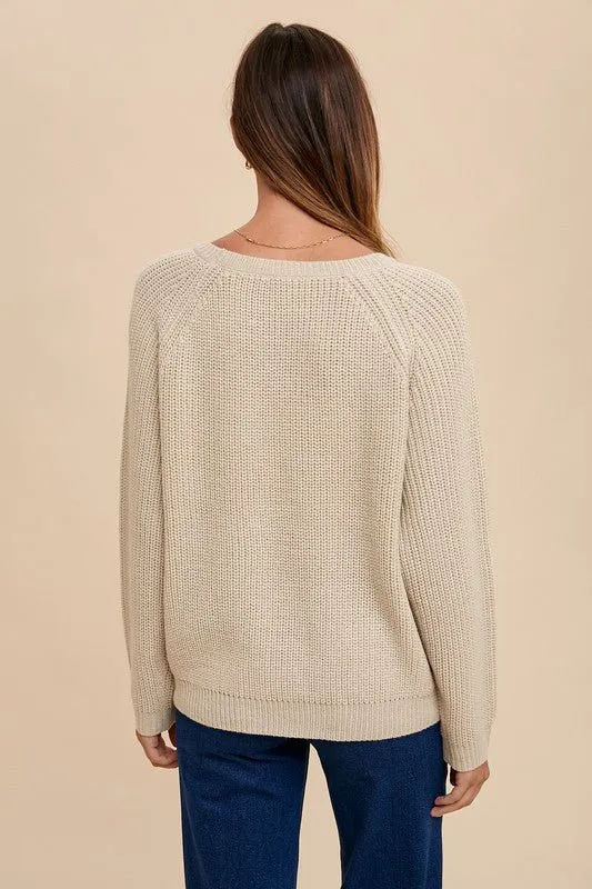 Hello Embroidered Raglan Sleeve Sweater