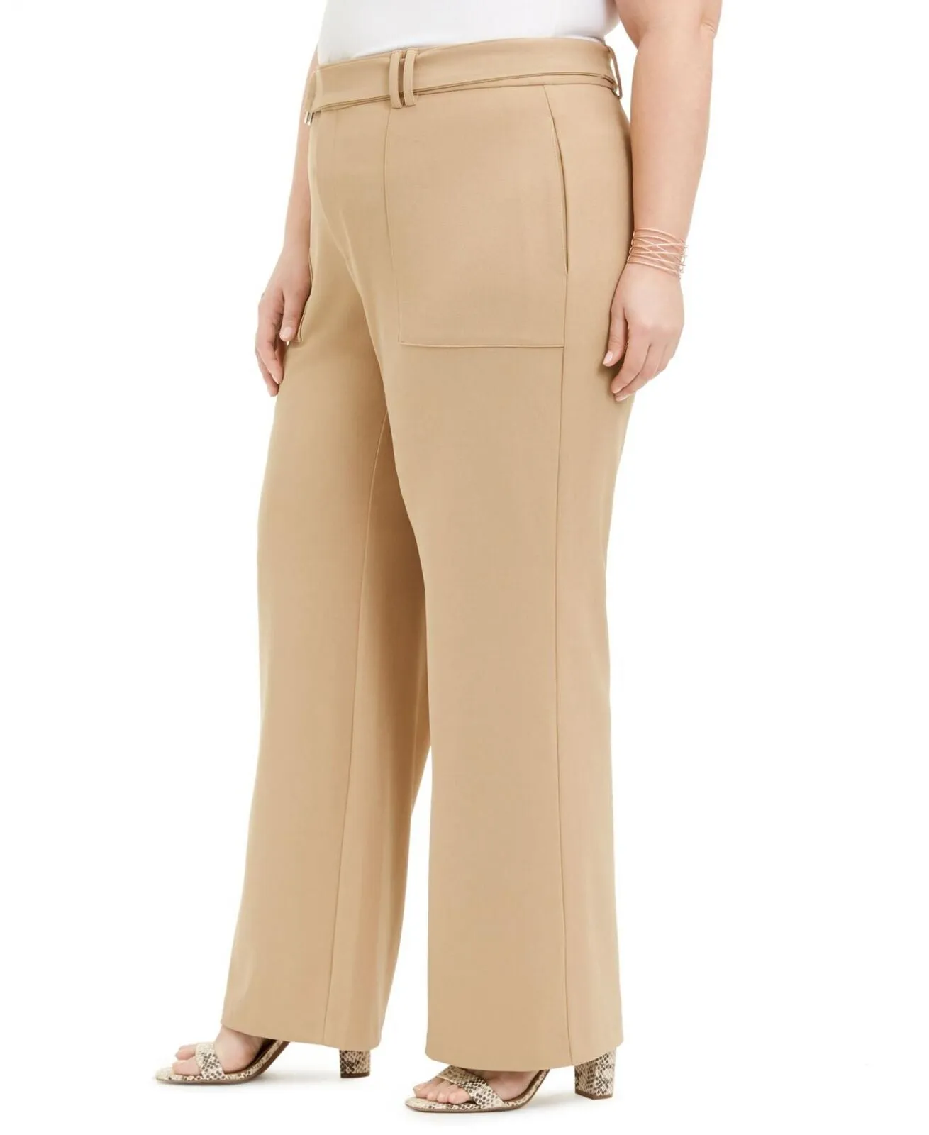 Inc International Concepts Plus Size Utility-Pocket Wide-Leg Pants Brown 24W