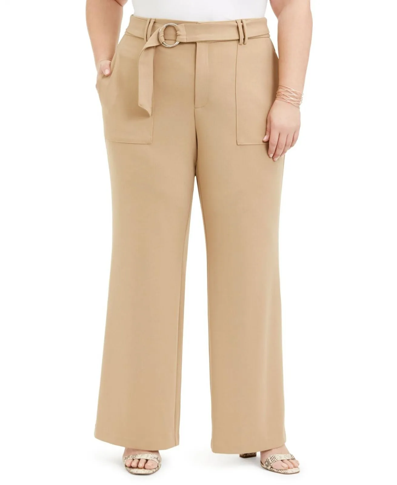 Inc International Concepts Plus Size Utility-Pocket Wide-Leg Pants Brown 24W