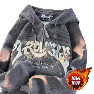 INSTOCK-Long-sleeved trendy men's corduroy plus velvet cardigan