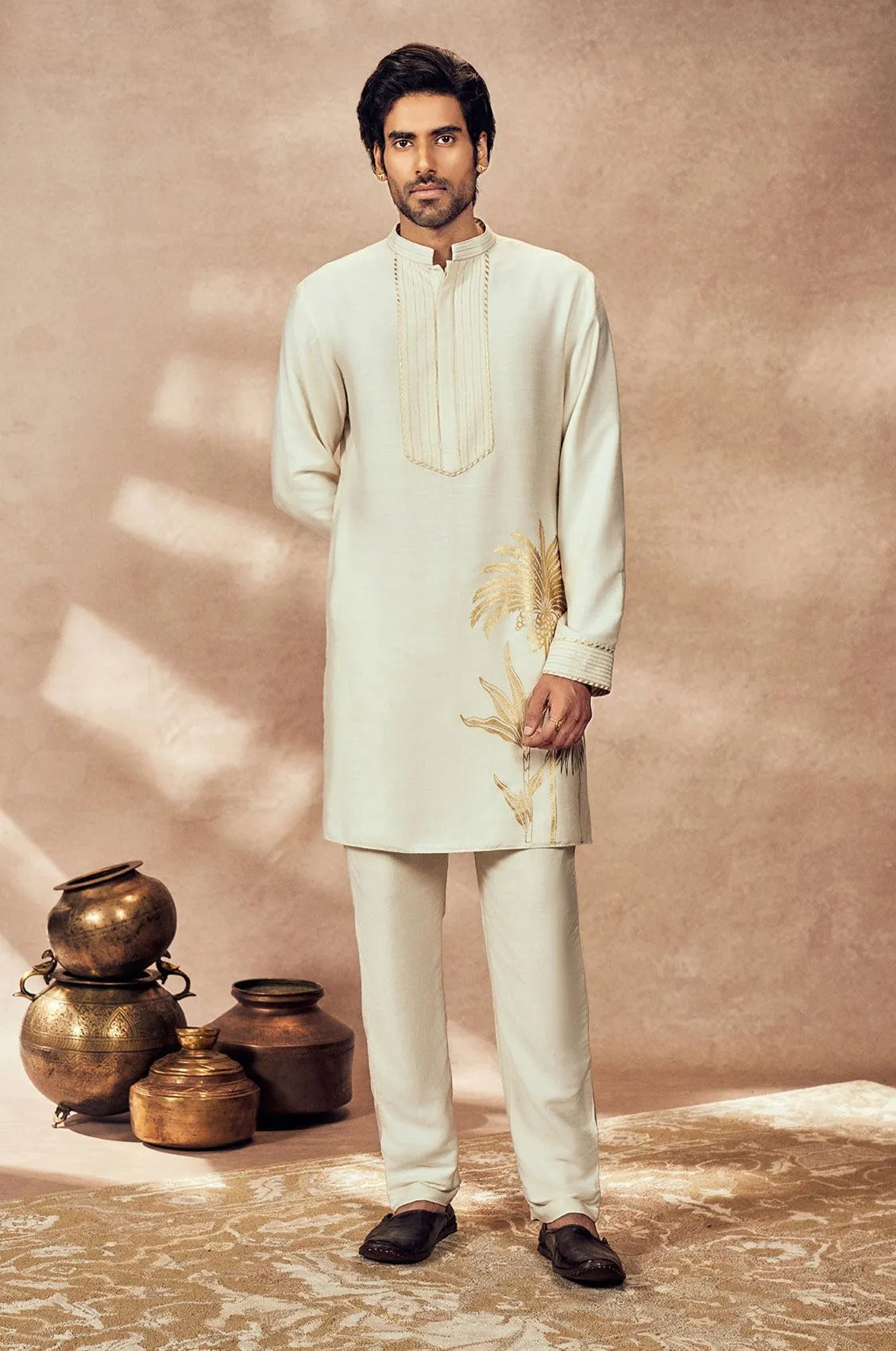Ivory palm blooms kurta and pants