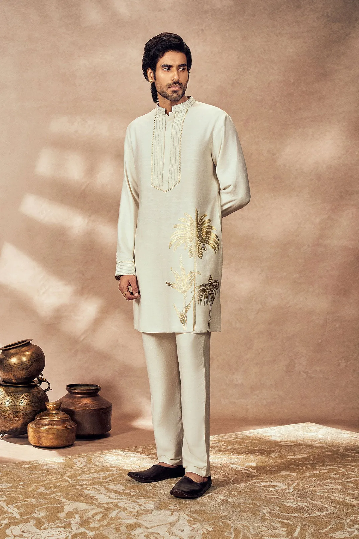 Ivory palm blooms kurta and pants