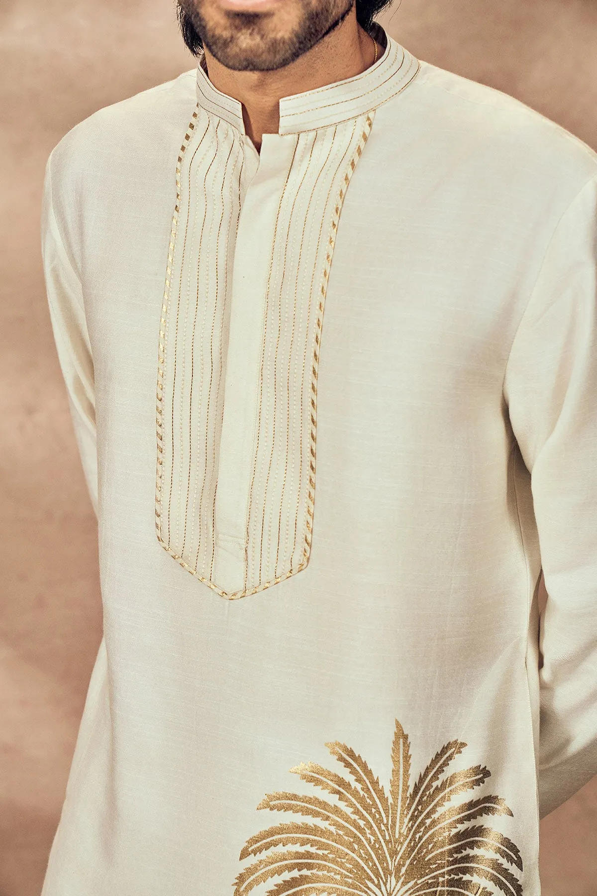Ivory palm blooms kurta and pants