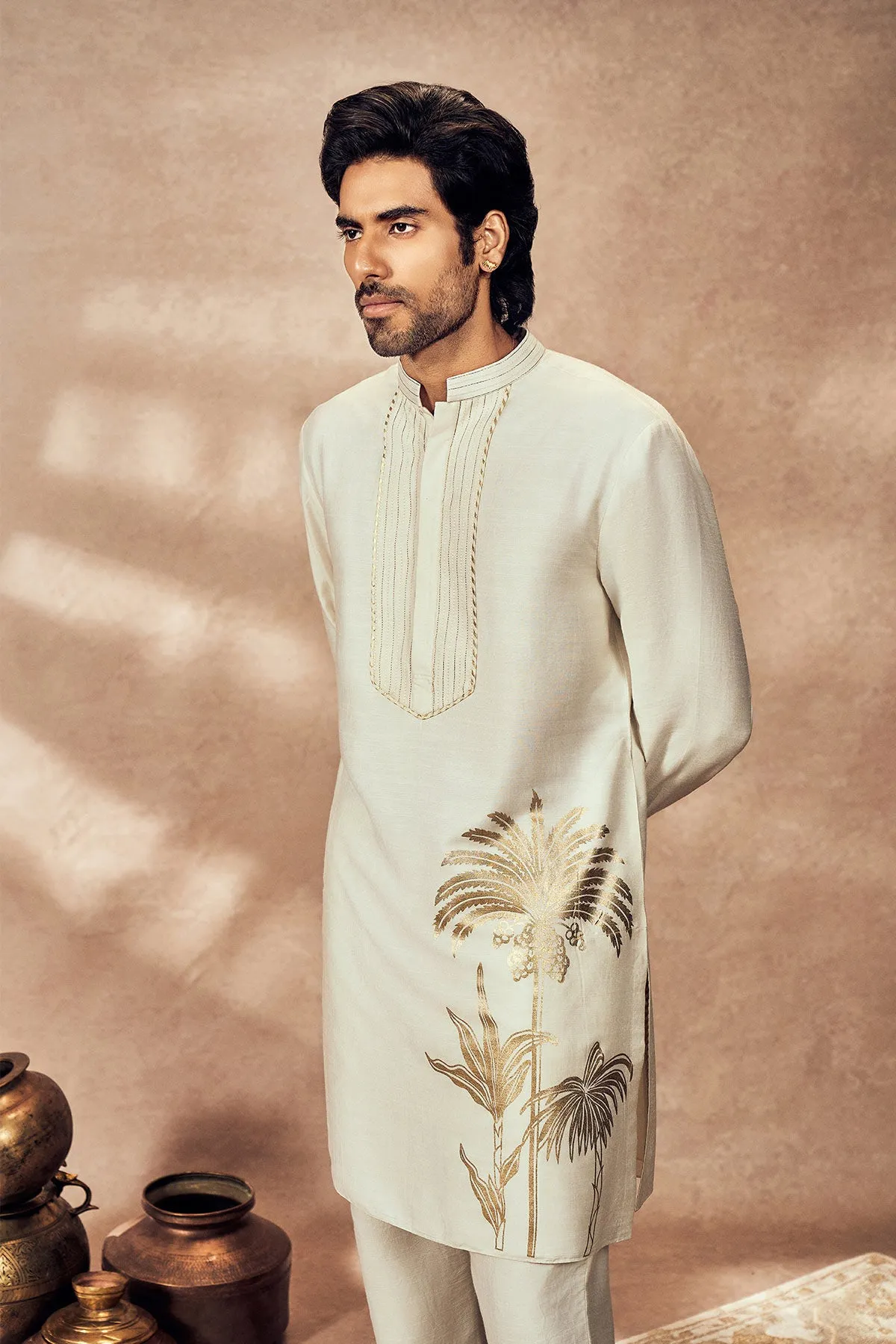 Ivory palm blooms kurta and pants