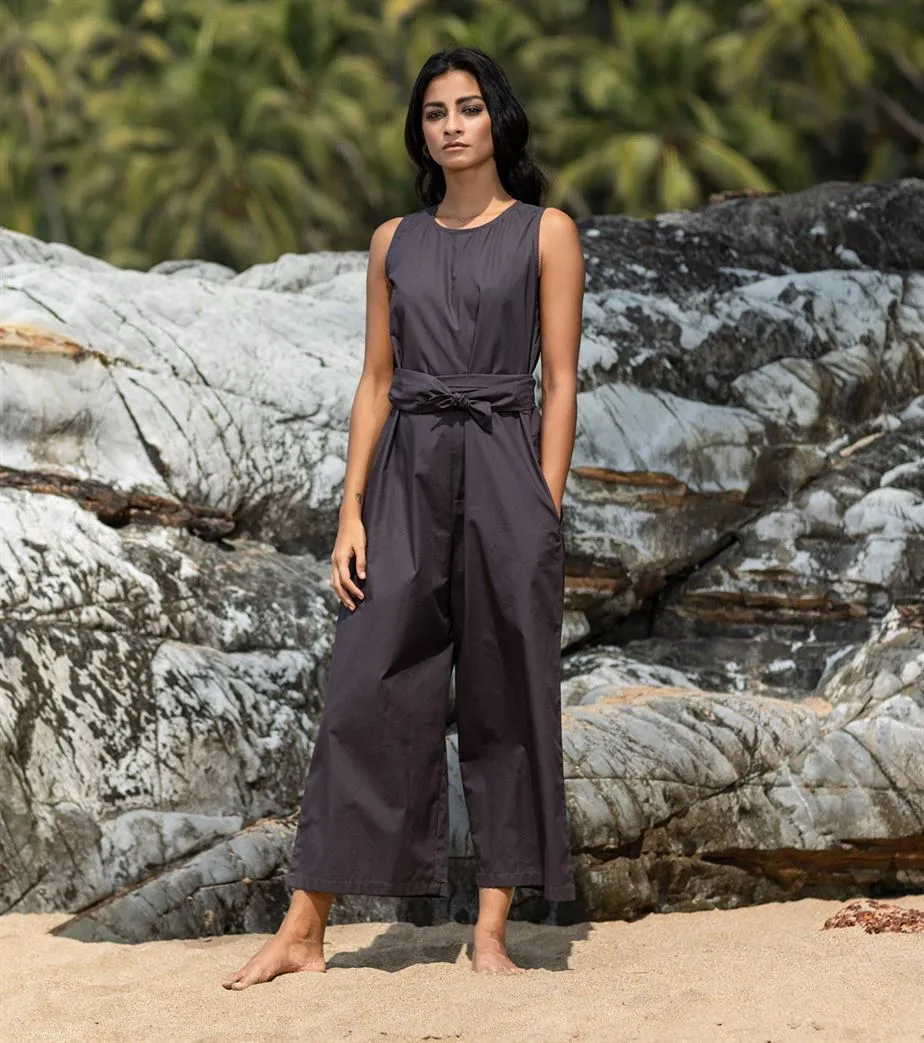 Khara Kapas I  Oh carol I Cotton Chisel charcoal Jumpsuit Black KK-24-16