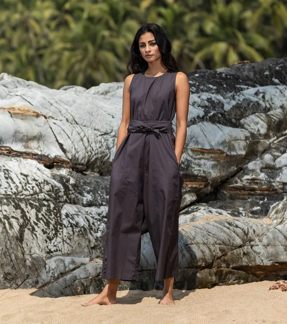 Khara Kapas I  Oh carol I Cotton Chisel charcoal Jumpsuit Black KK-24-16