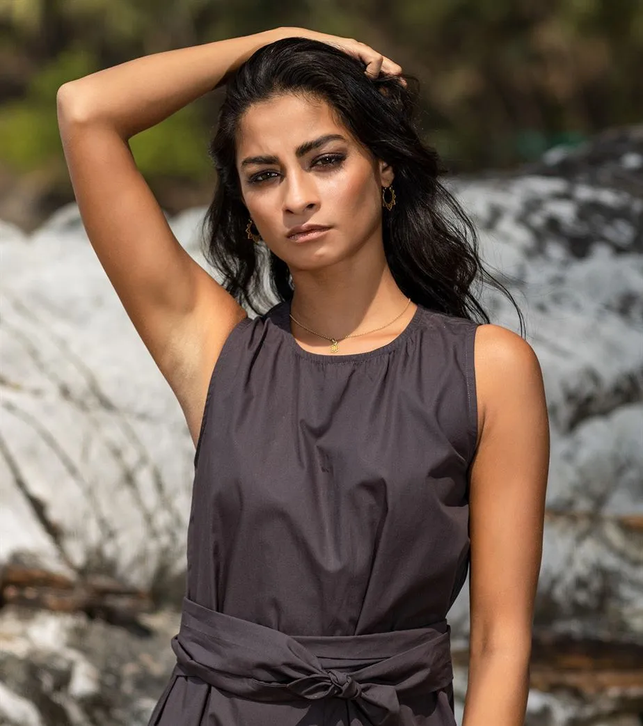 Khara Kapas I  Oh carol I Cotton Chisel charcoal Jumpsuit Black KK-24-16