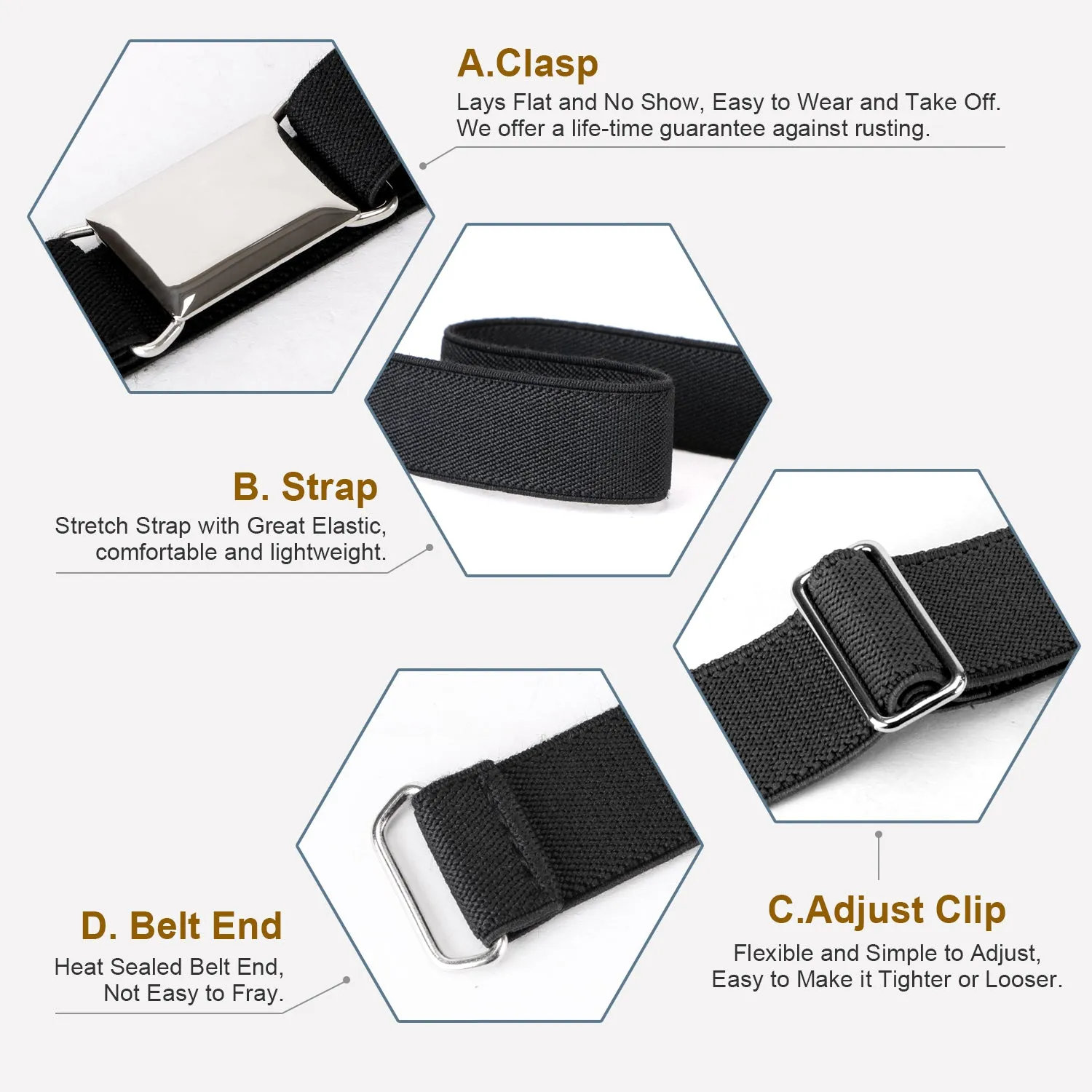Kids Toddler Belt Made in USA Elastic Adjustable Stretch Boys Belts With Silver Square Buckle