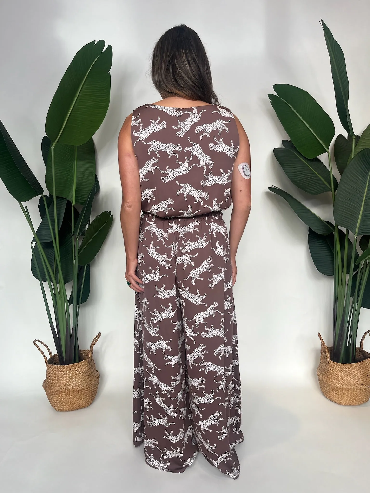 KLD Printed Wide Leg Animal Pant Mocha