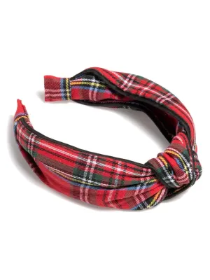 KNOTTED PLAID HEADBAND