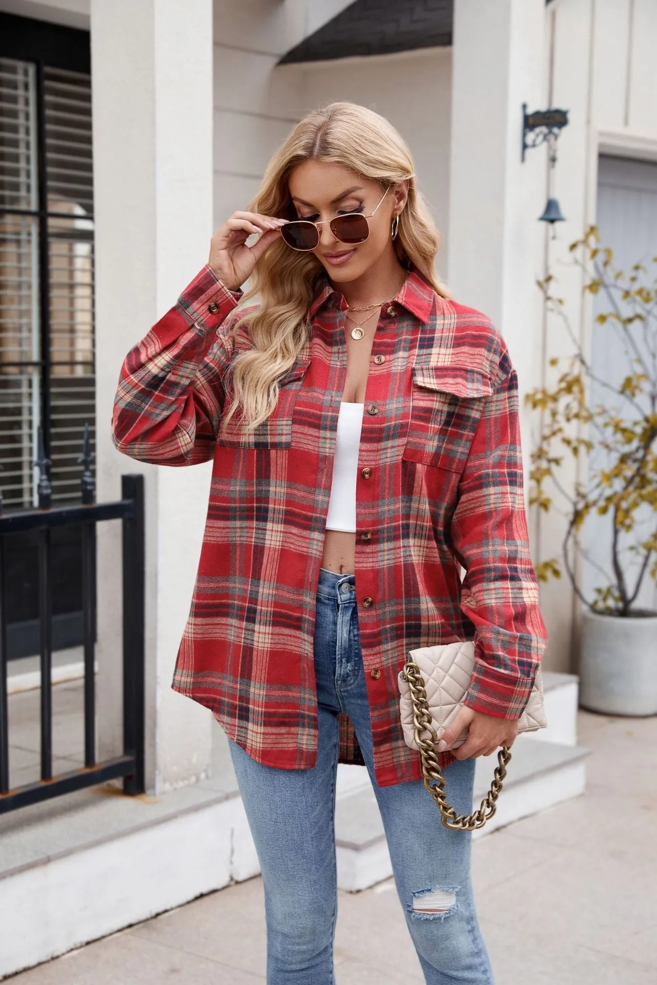 Kristi Plaid Button Up Long Sleeve Shirt