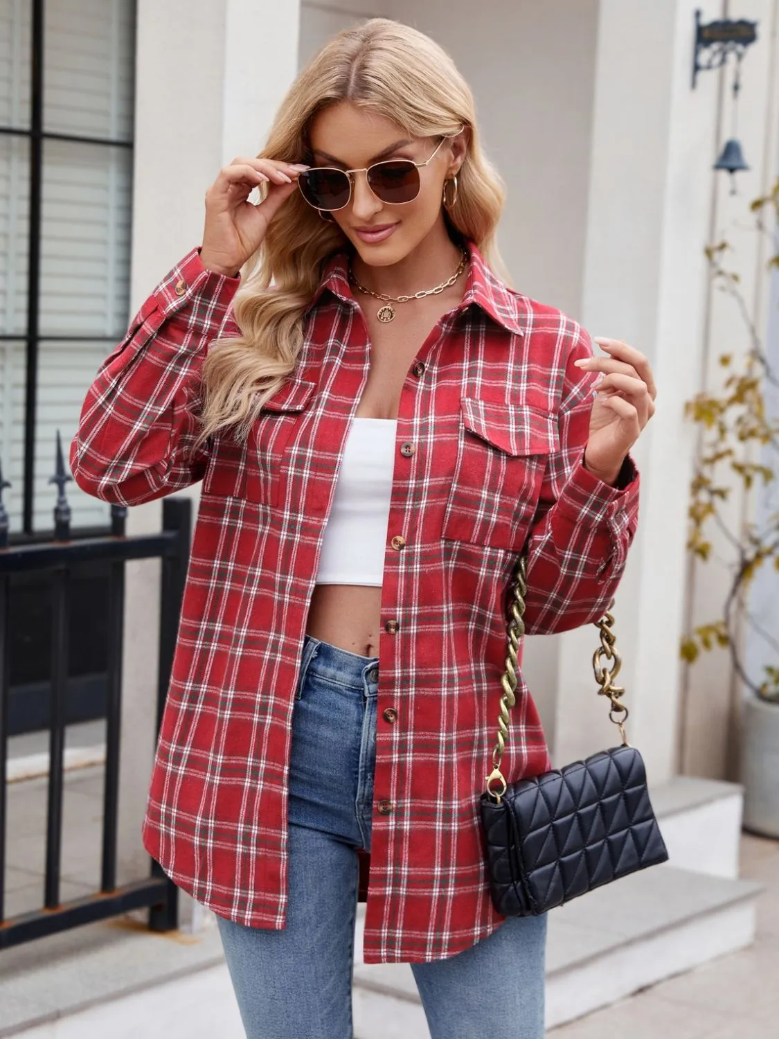 Kristi Plaid Button Up Long Sleeve Shirt