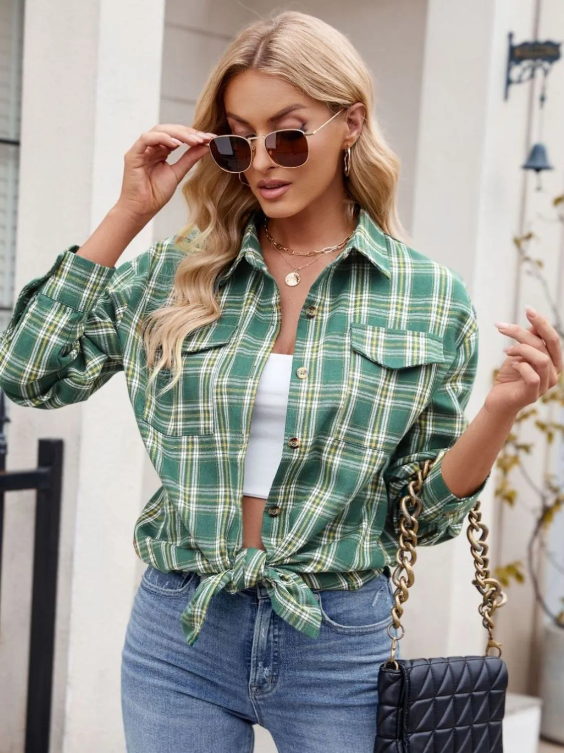 Kristi Plaid Button Up Long Sleeve Shirt