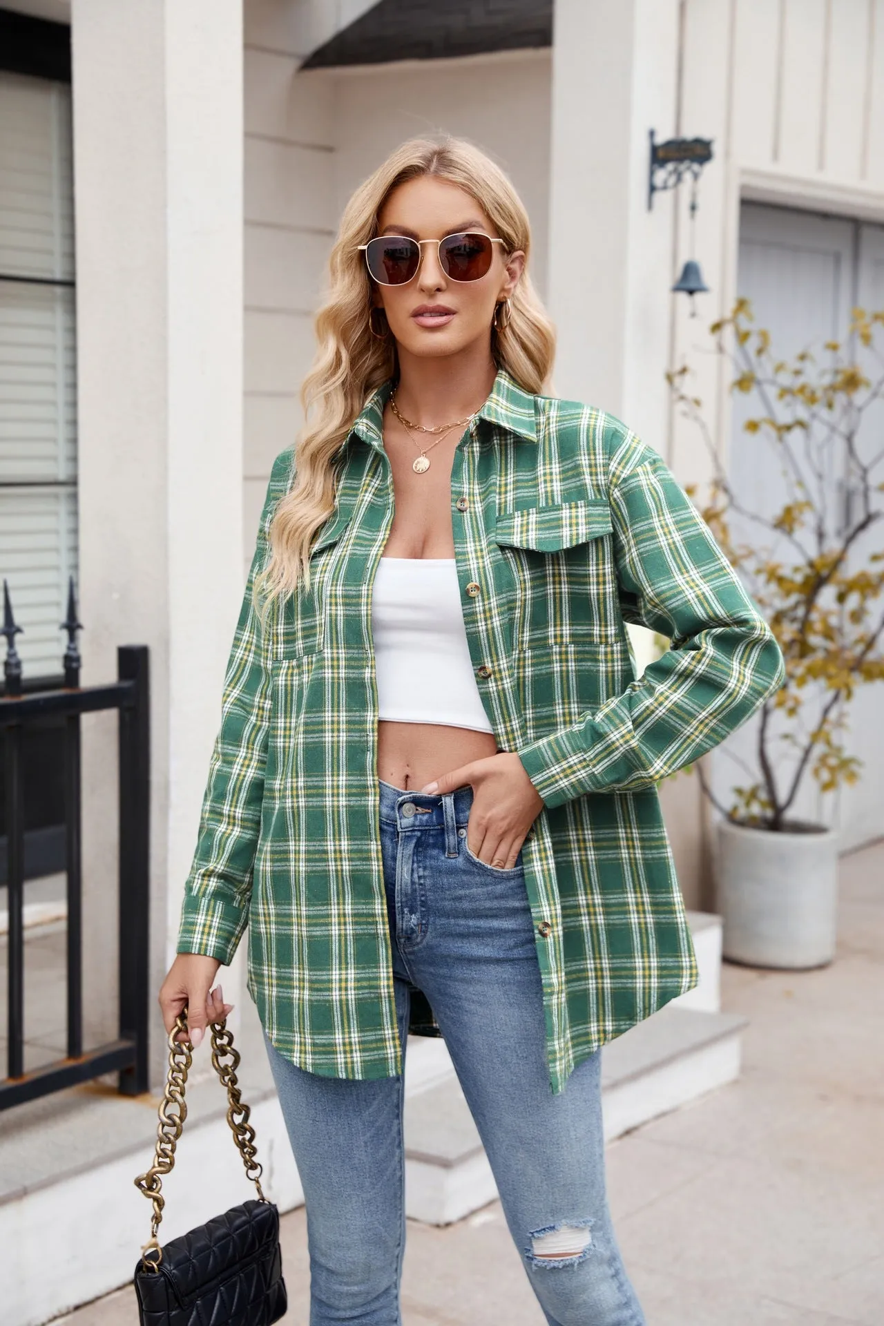 Kristi Plaid Button Up Long Sleeve Shirt