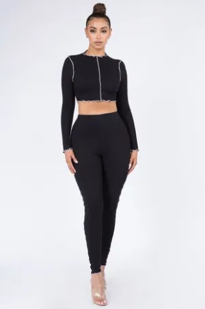 Kylie Ribbed Crop Set