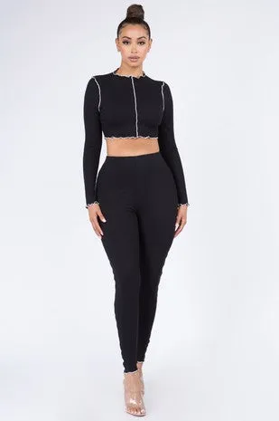 Kylie Ribbed Crop Set