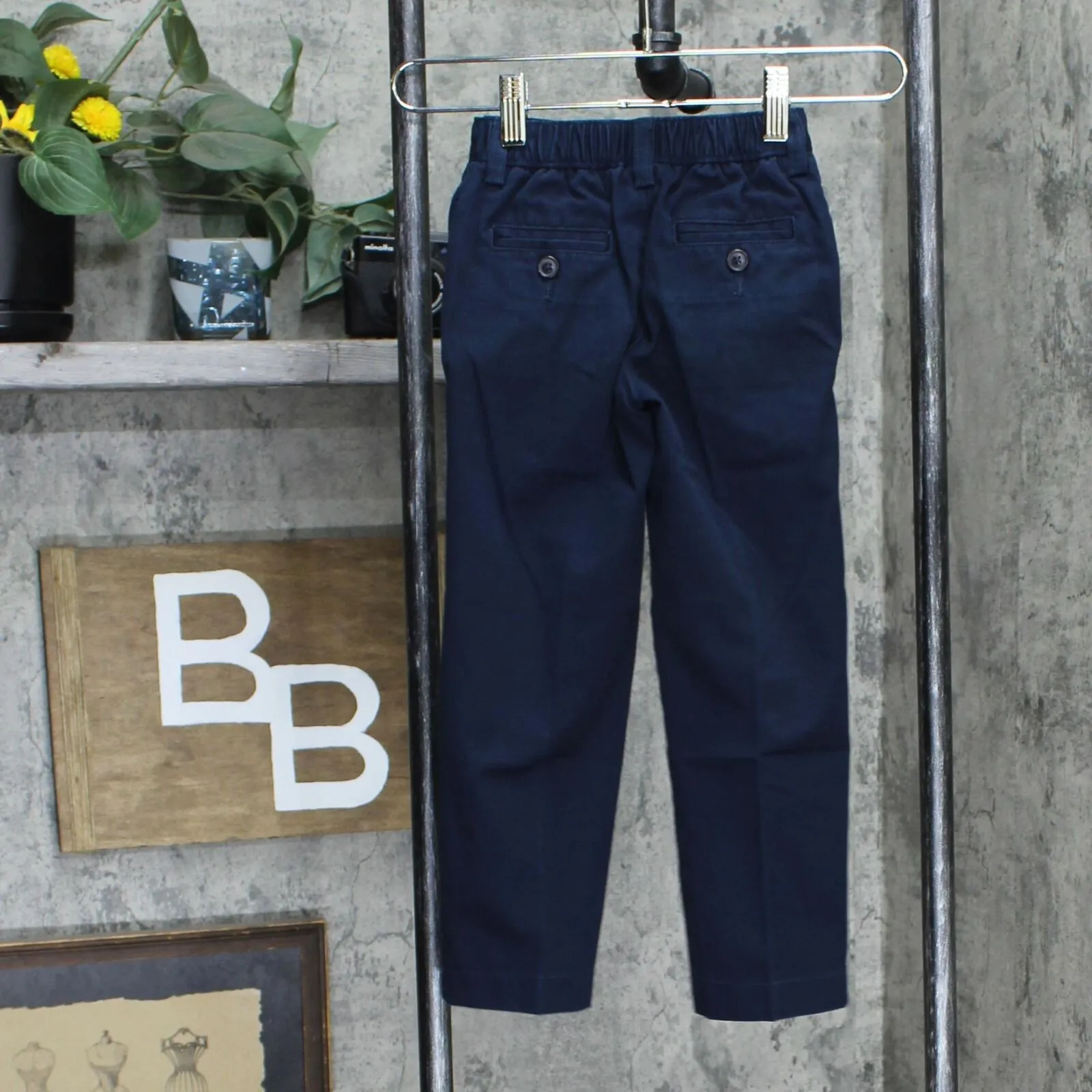 Lands End Boy's Iron Knee Blend Front Chino Pants Classic Navy 4 Slim