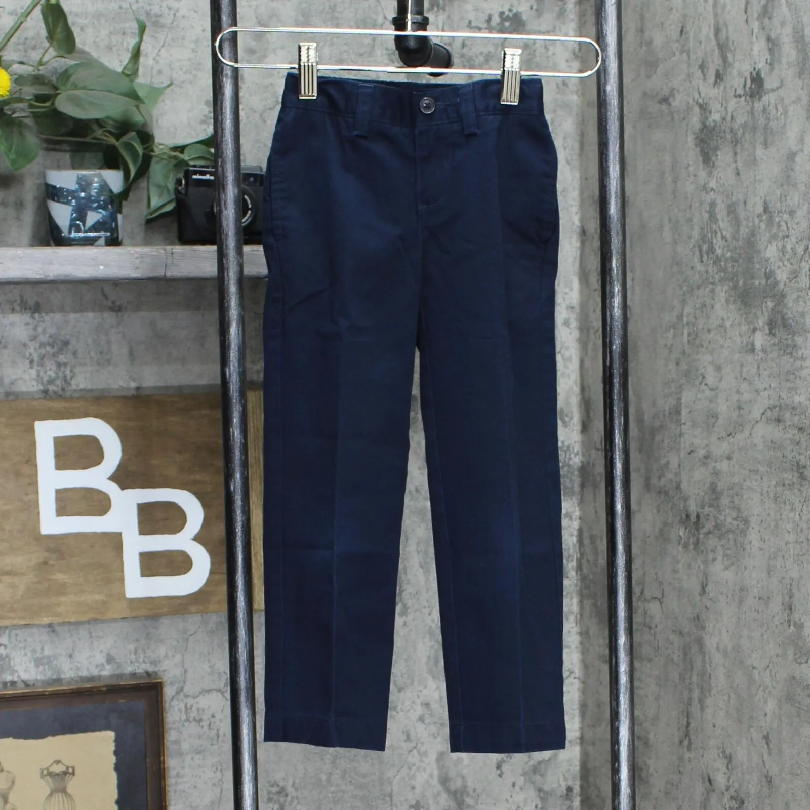 Lands End Boy's Iron Knee Blend Front Chino Pants Classic Navy 4 Slim