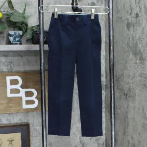 Lands End Boy's Iron Knee Blend Front Chino Pants Classic Navy 4 Slim