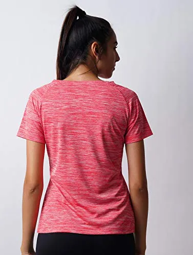LAYA Women's Sports Raglan Tee (HARPER, Large, Red)