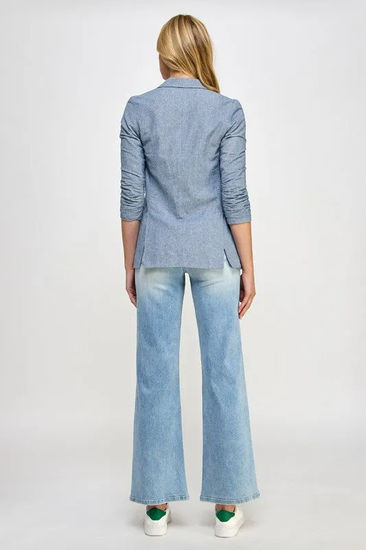 Light Blue Denim High Rise Relaxed Wide Leg Jean Pants