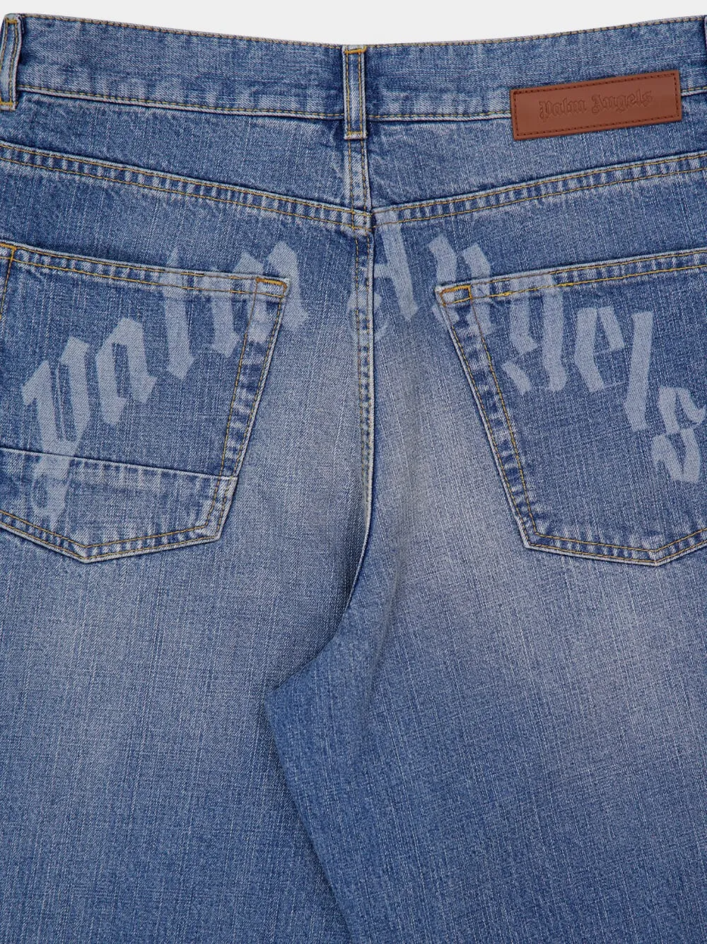 Light Blue Lasered Logo Denim Pants