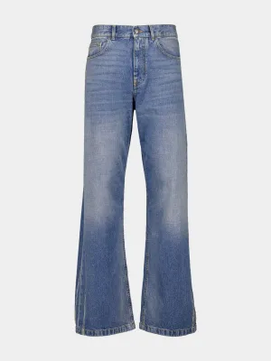 Light Blue Lasered Logo Denim Pants